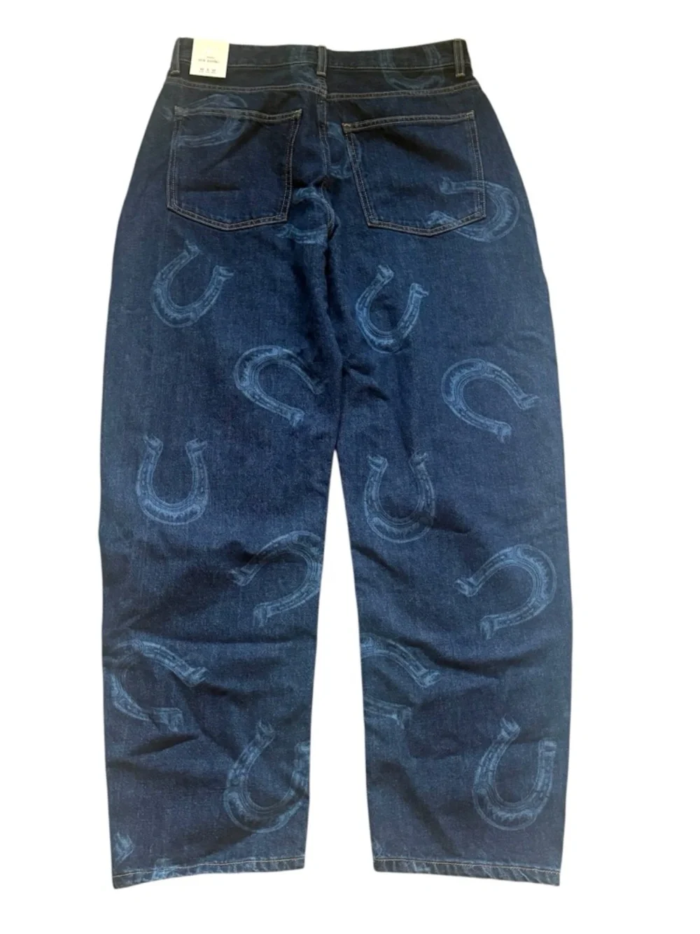 NWT Zara High Waist Barrel Jeans Horseshoe Womens 8 Blue Coastal Cowgirl Western - Picture 10 of 10
